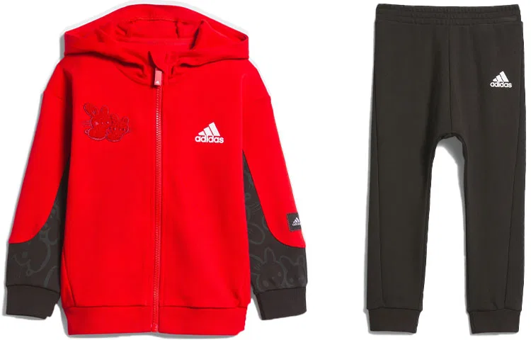 Детский комплект из двух предметов с длинным рукавом Adidas, Red/Black