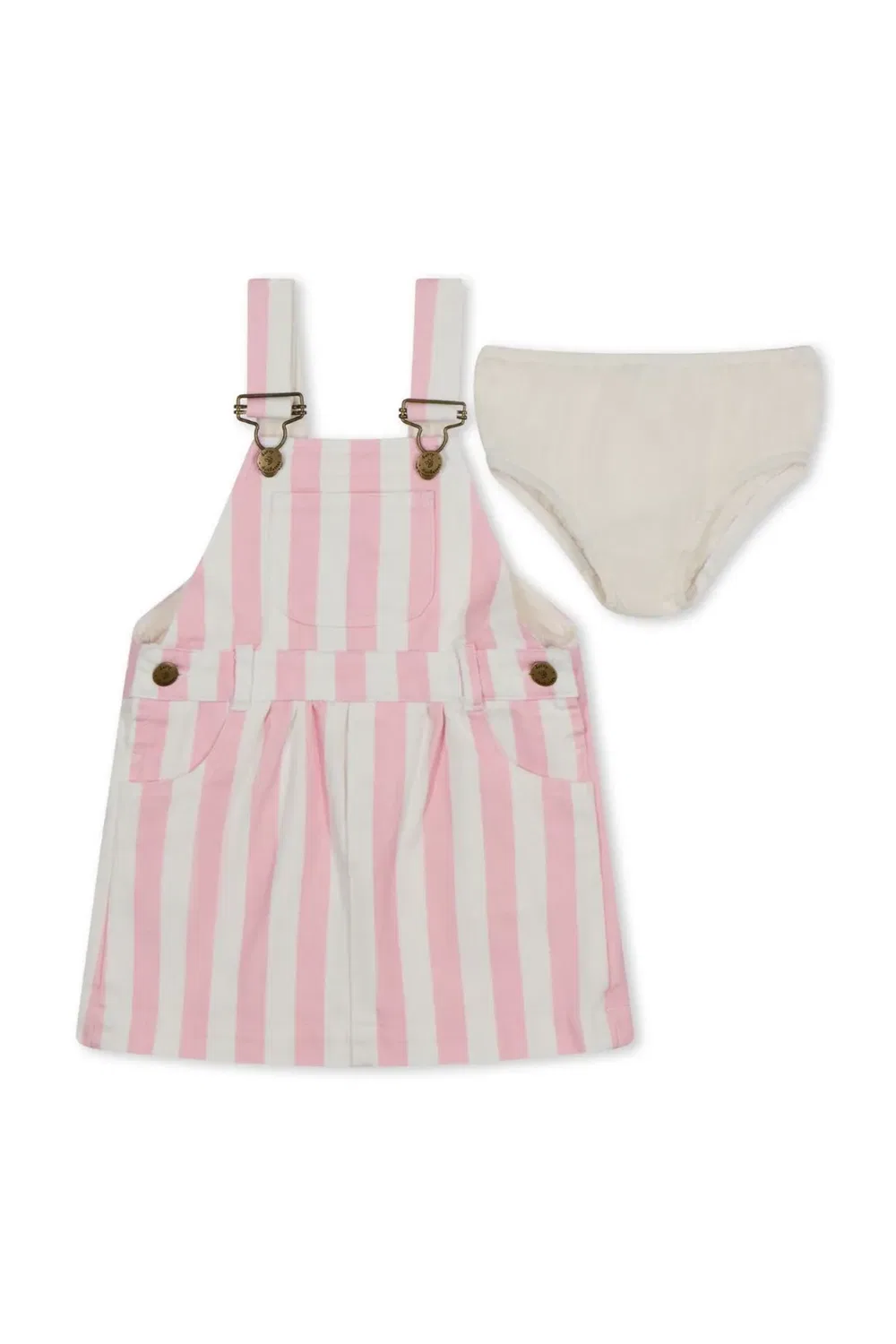 Детское платье в широкую полоску Classic Wide Stripe Dotty Dungarees, Pink — фото 3