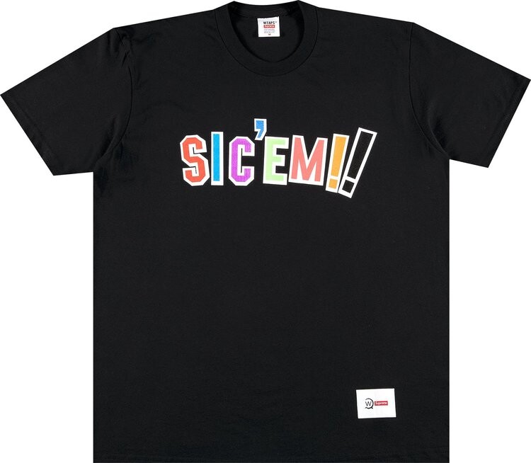 

Футболка Supreme x WTAPS Sic'em! Tee 'Black', черный