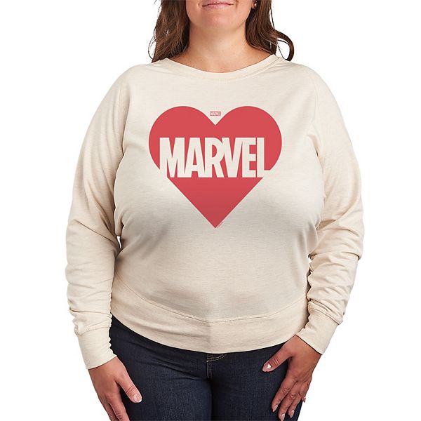 

Футболка с длинным рукавом French terry с логотипом в виде сердца Plus size Marvel