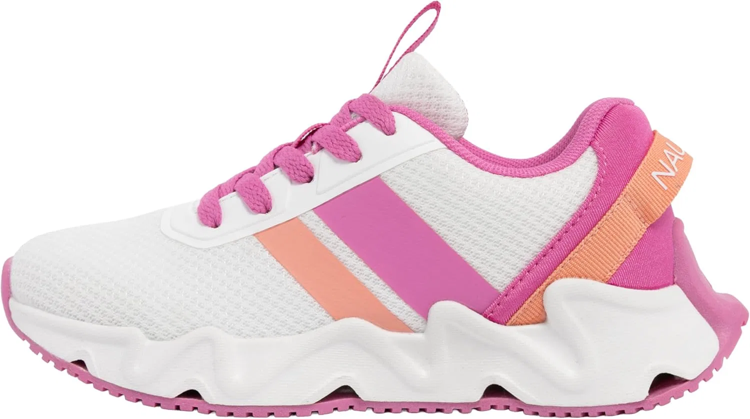 Детские кроссовки для девочек с шнуровкой Nautica, White Fushia Peach — фото 2