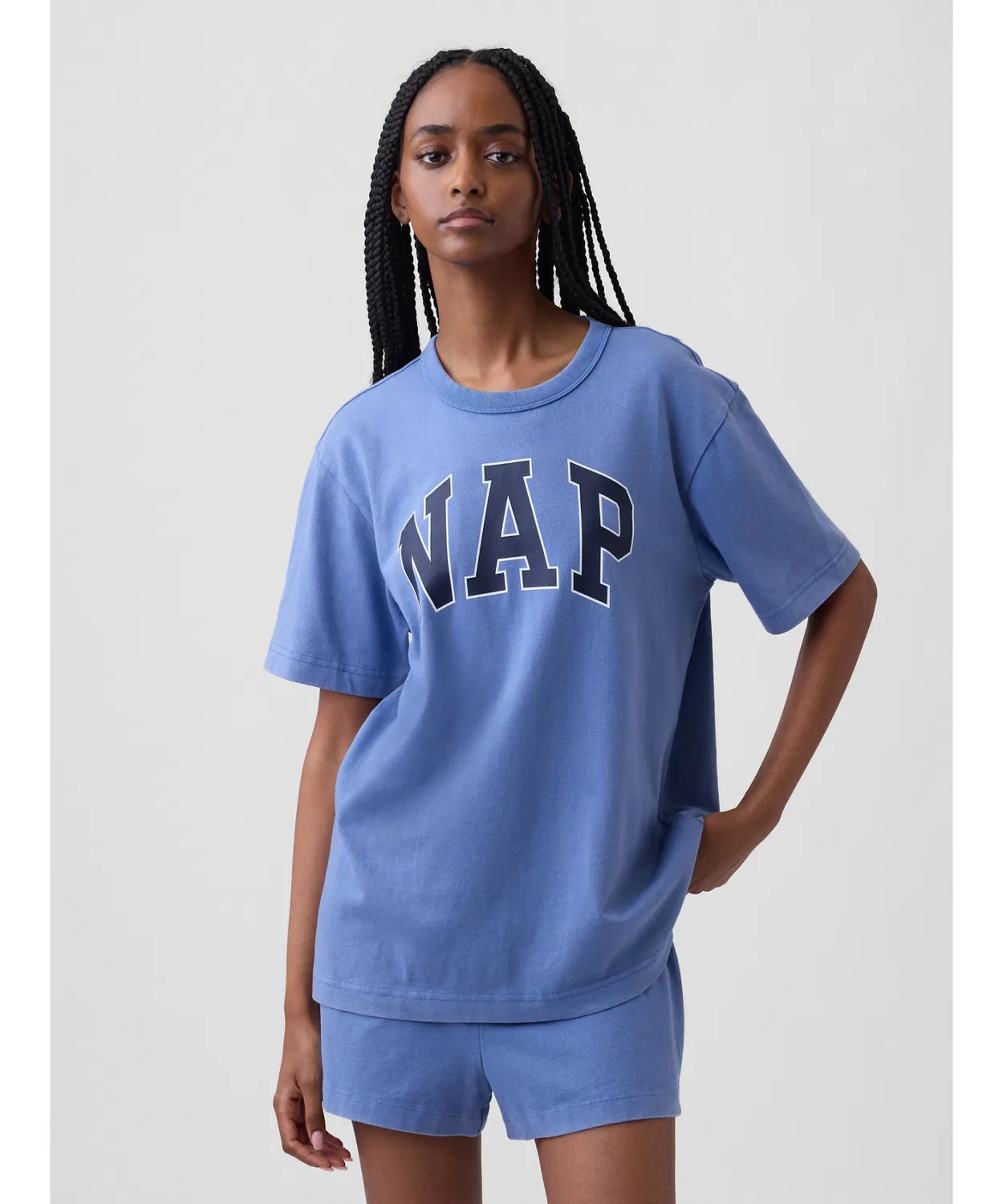 Женская футболка для сна с принтом NAP Oversize GAP, Blue
