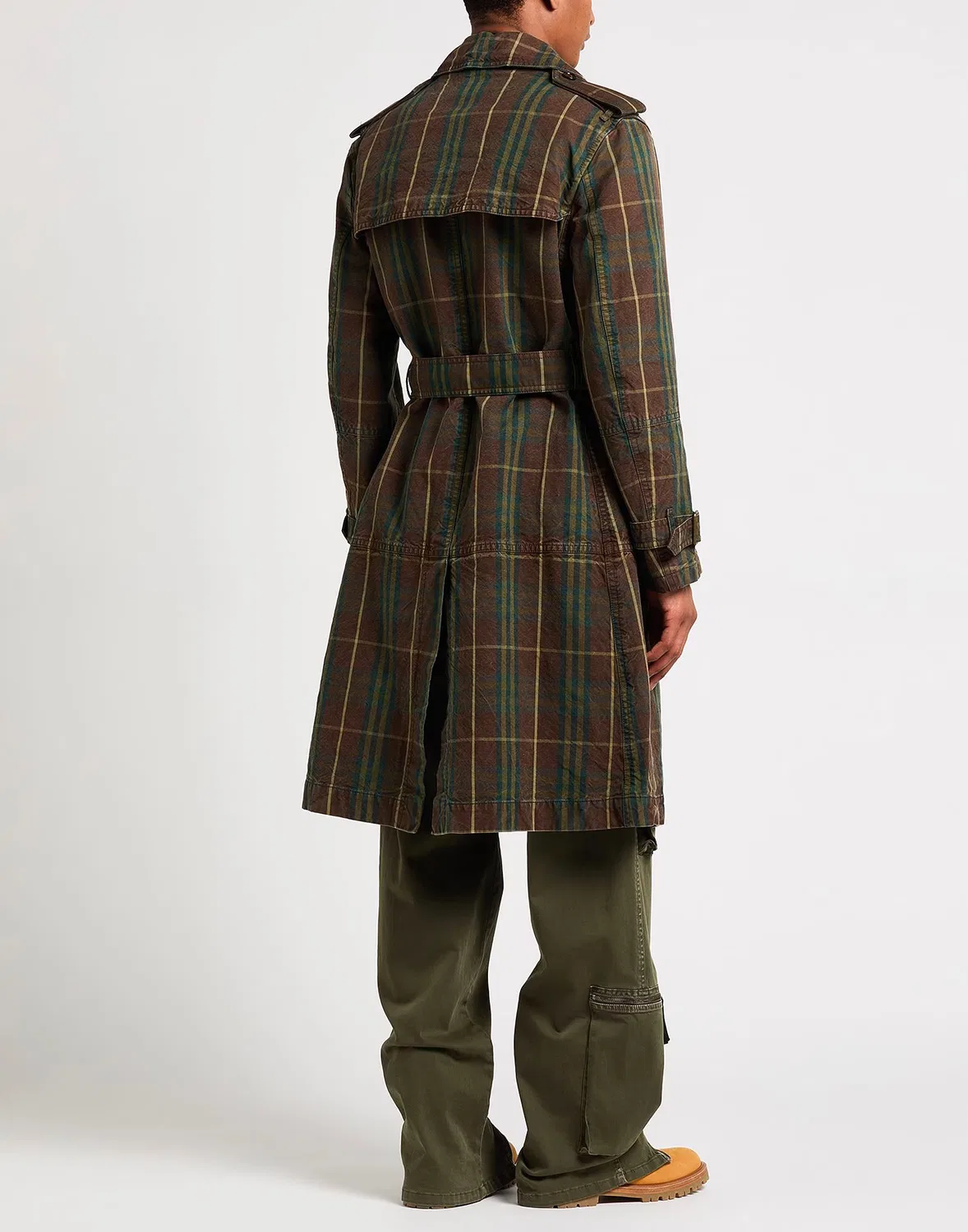Мужское пальто из хлопка с принтом Burberry, темно-зеленый — фото 3