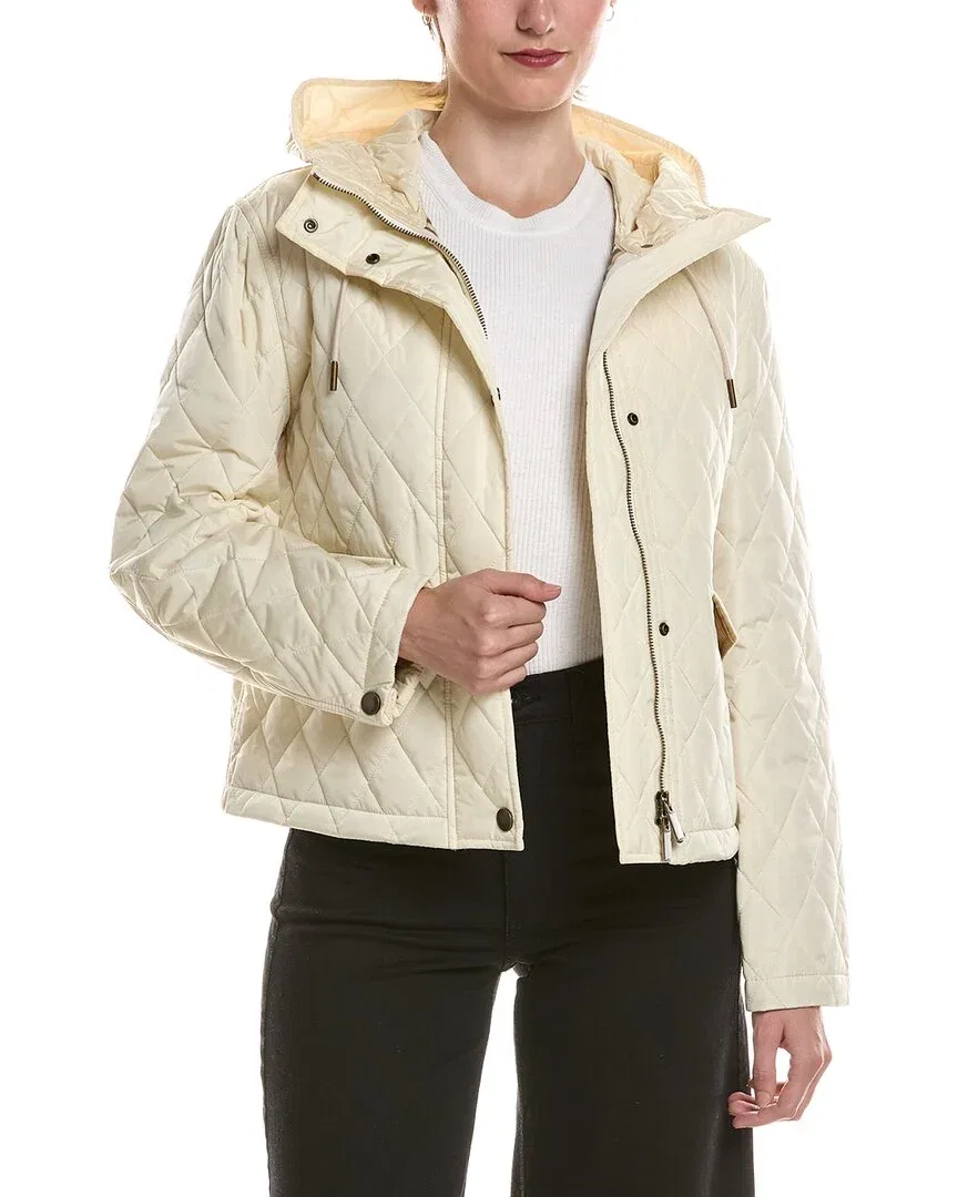 Женская стеганая куртка с капюшоном и застежкой-молнией Pembroke Burberry, White