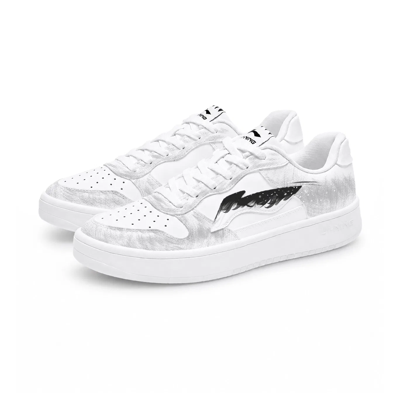 Скетборд-кроссовки для девочек с принтом Ink Feather Flying White Li-Ning, Черно-Белый — фото 3