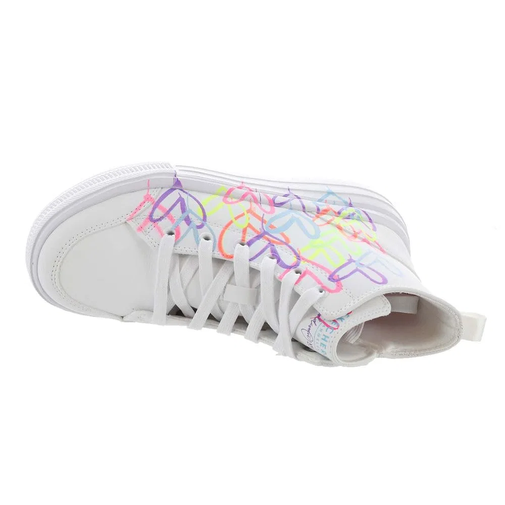 Детские кроссовки для девочек с принтом Hyperlift Skechers, White And Multicoloured — фото 2