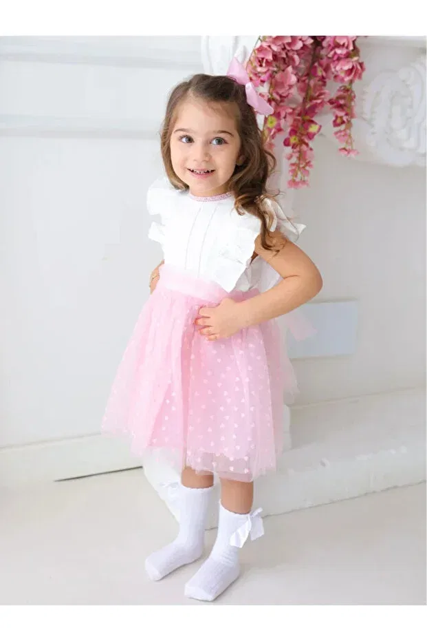 Детское платье для девочек с принтом Heart tutu Aysskids, Pink — фото 2