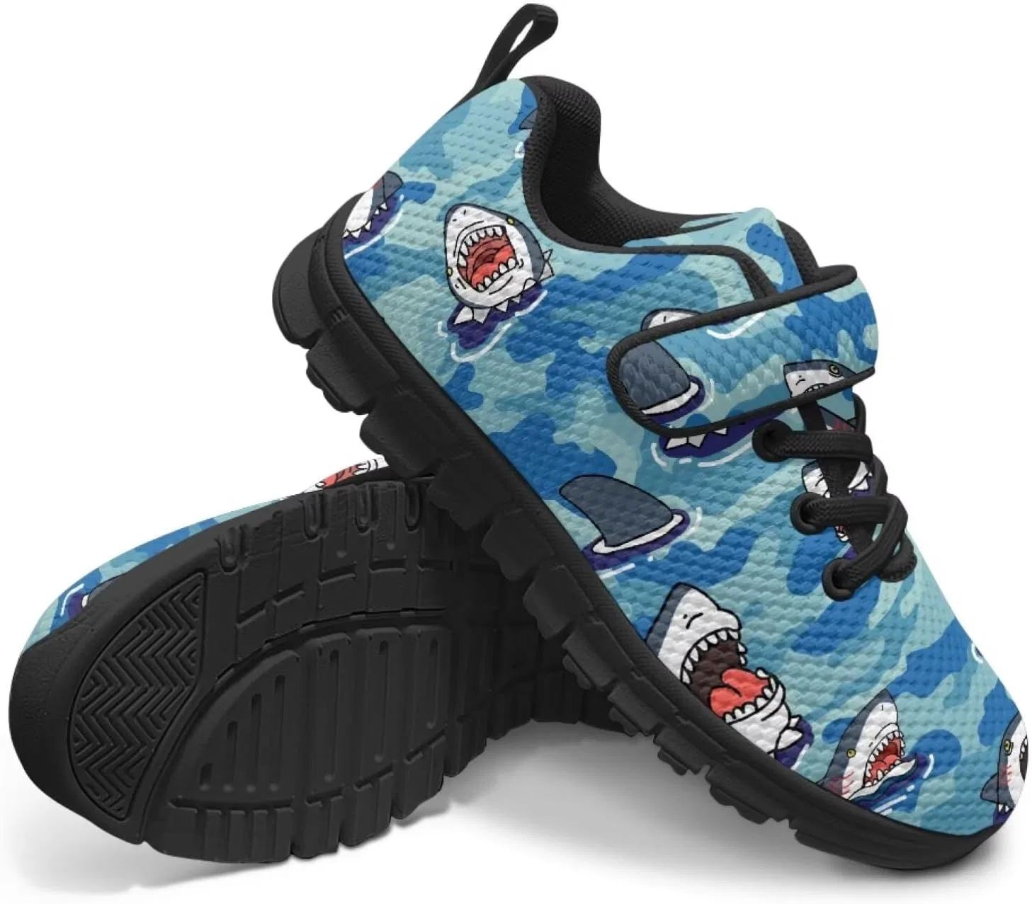 Детские кроссовки для мальчиков с одним ремешком Pointodoor, Shark Camo — фото 4