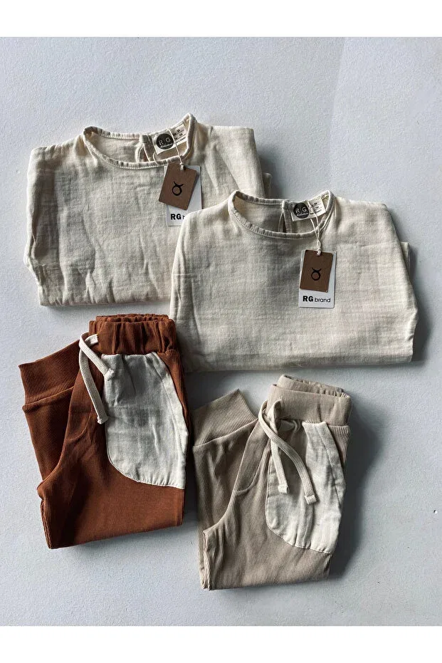 Детский комплект из блузы и спортивного костюма Rg Kidsstore, Brown — фото 3