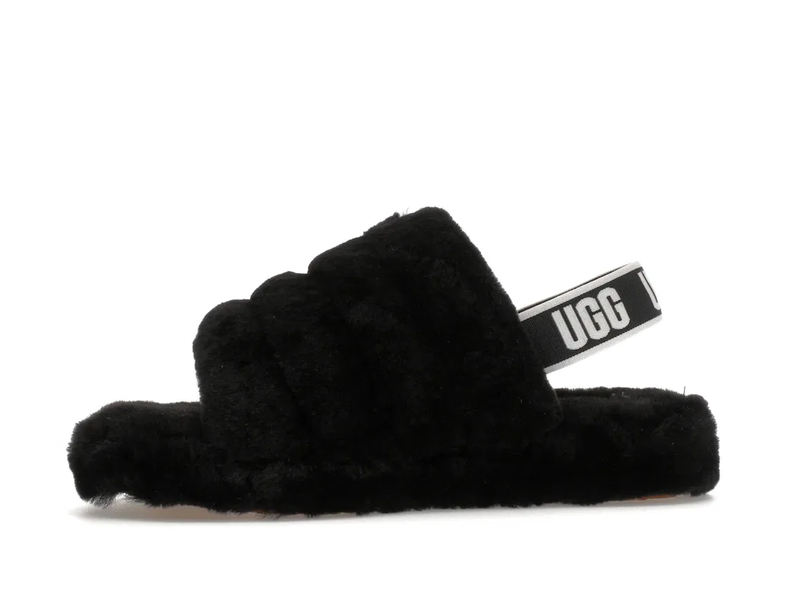 Детские шлепанцы с мехом UGG Fluff Yeah Slide, Black/Black — фото 3