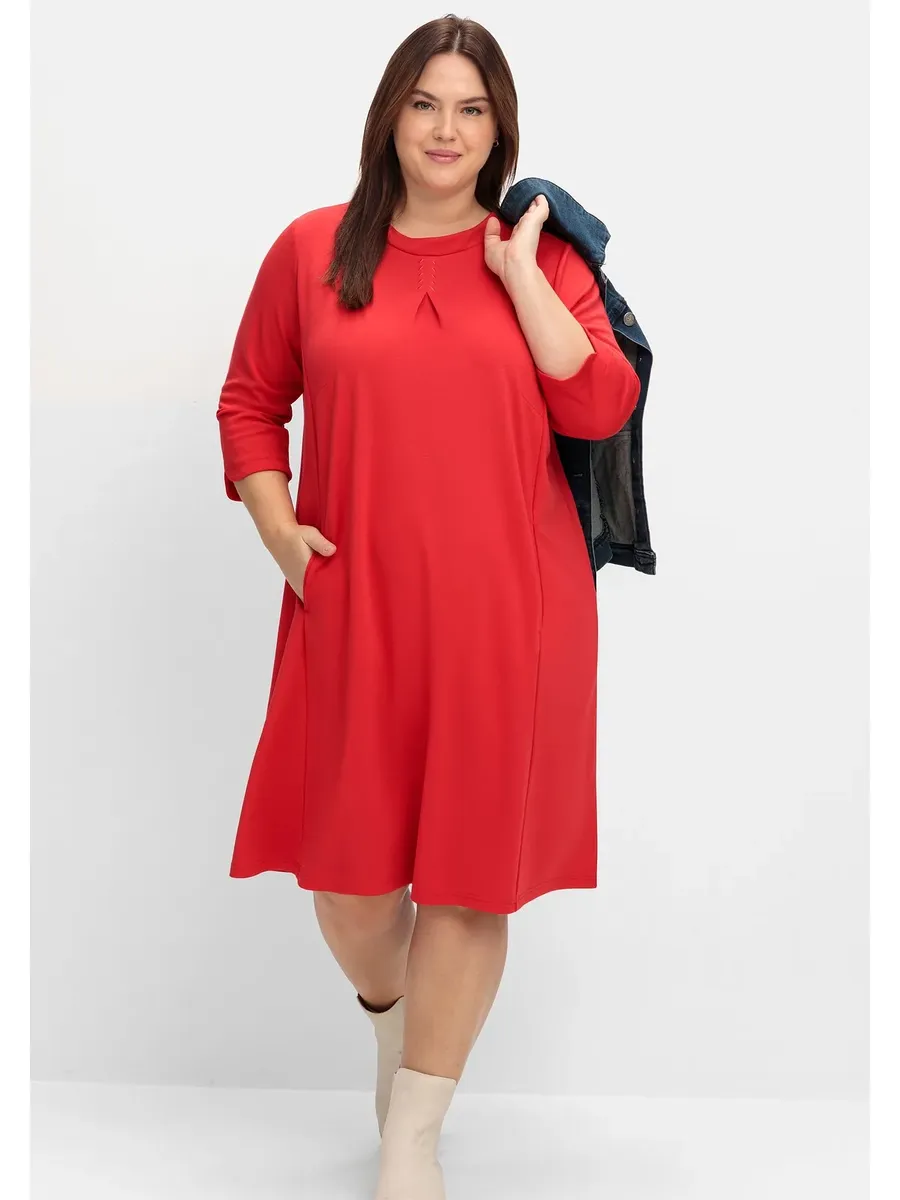 

Платье-рубашка Sheego "Большие размеры" из плотной смесовой вискозы, с карманами, красный