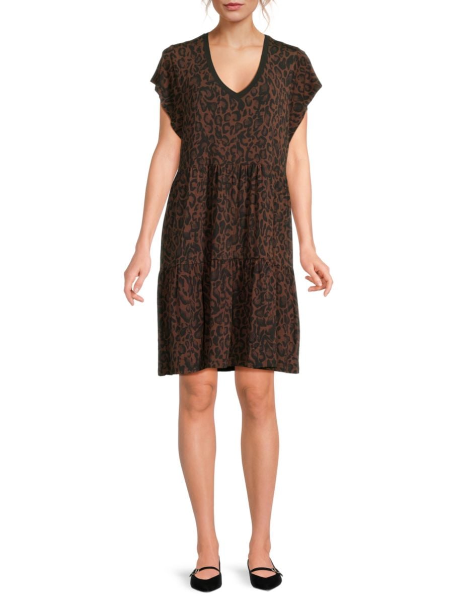 

Мини-платье Janie Favoritte с французским леопардовым принтом и многоуровневым лифом Johnny Was, цвет French Leopard