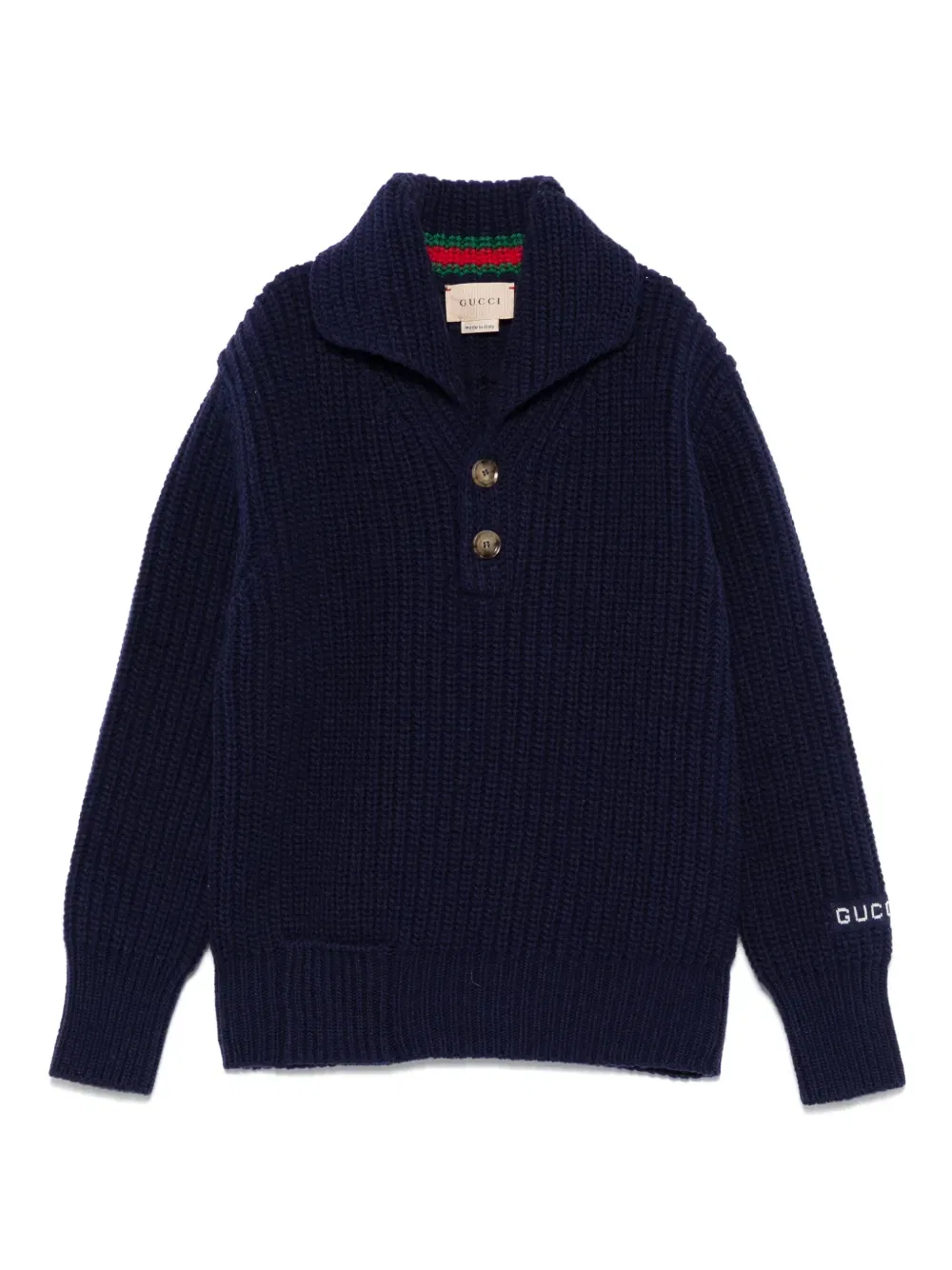 Шерстяной джемпер в рубчик Gucci Kids, синий