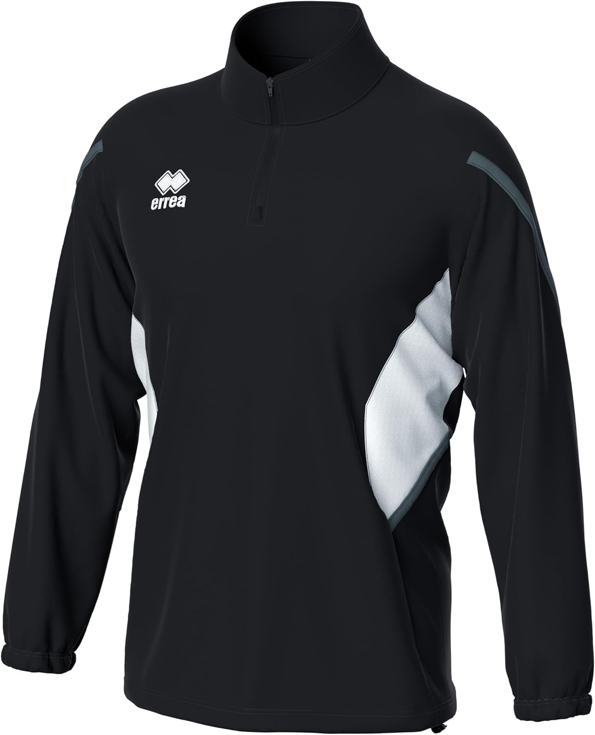 

Мужская трикотажная футболка ERREA с застежкой-молнией до середины груди (CHARLES) с затягивающимися штанинами и карманами на молнии , белый/черный/угольный