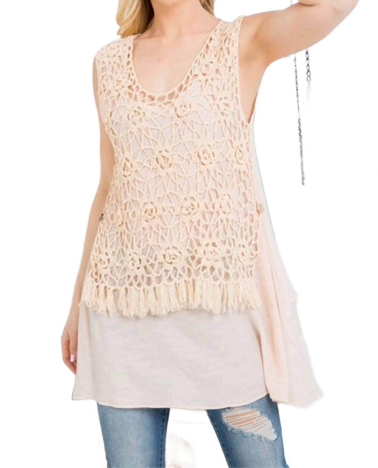 

Кружевной длинный топ в светло-розовом A'REVE