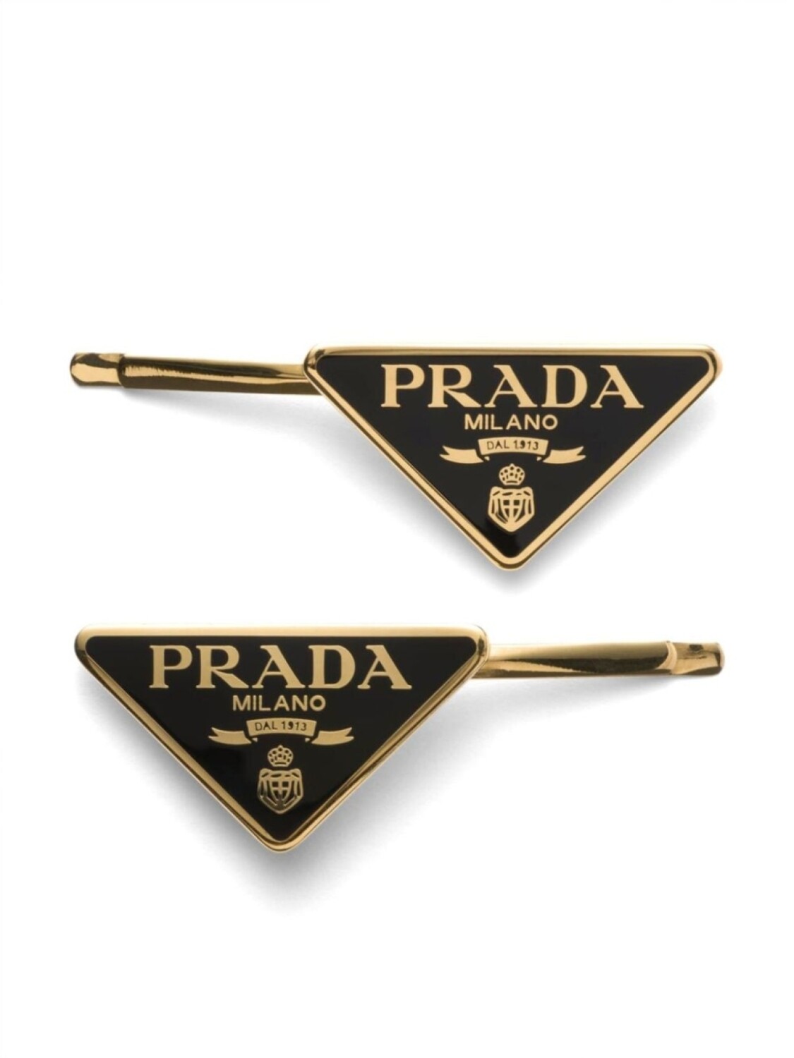 

Prada набор из двух заколок для волос с логотипом, золотистый