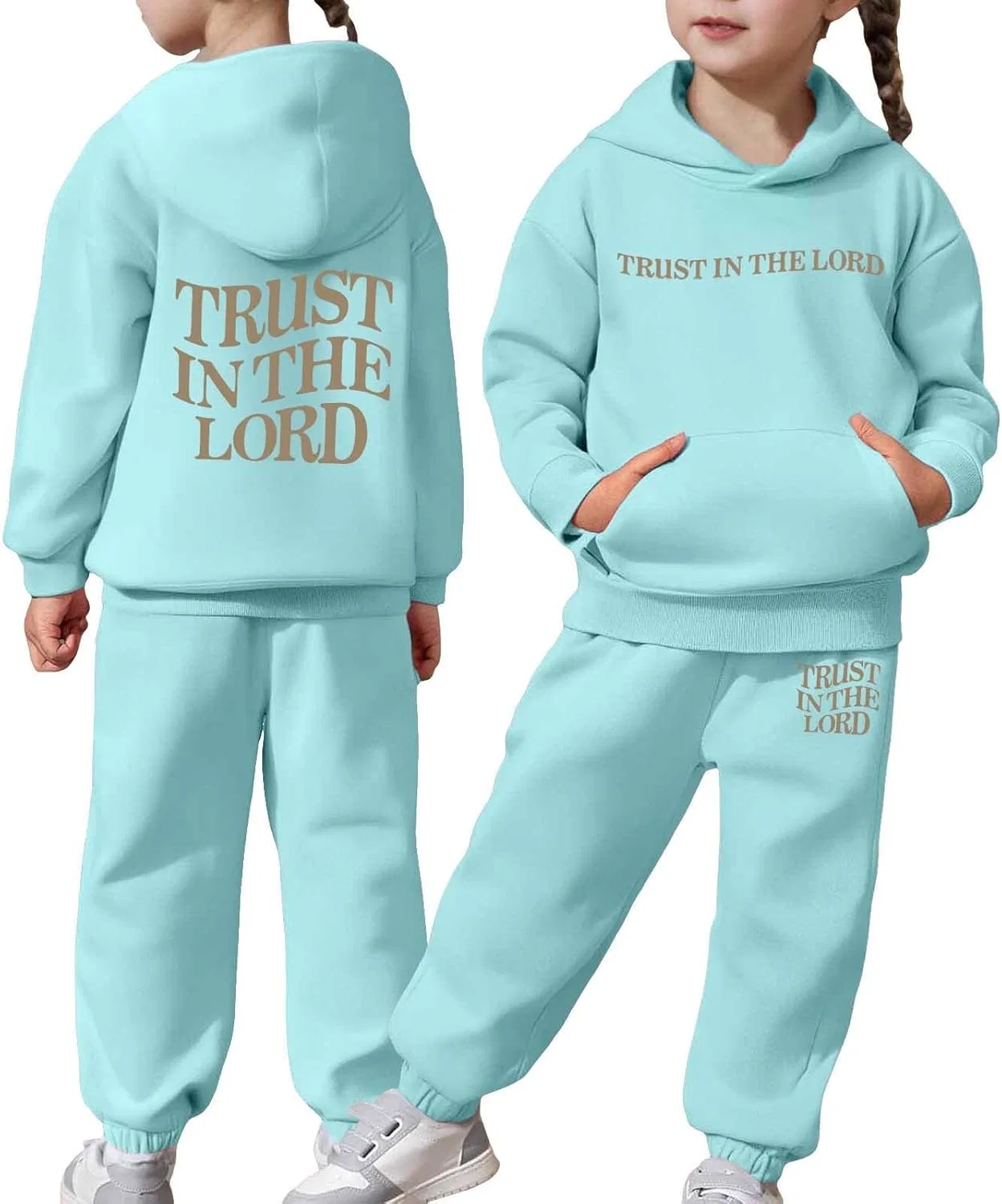 Детский спортивный костюм с принтом Trust in the Lord Jesus, синий