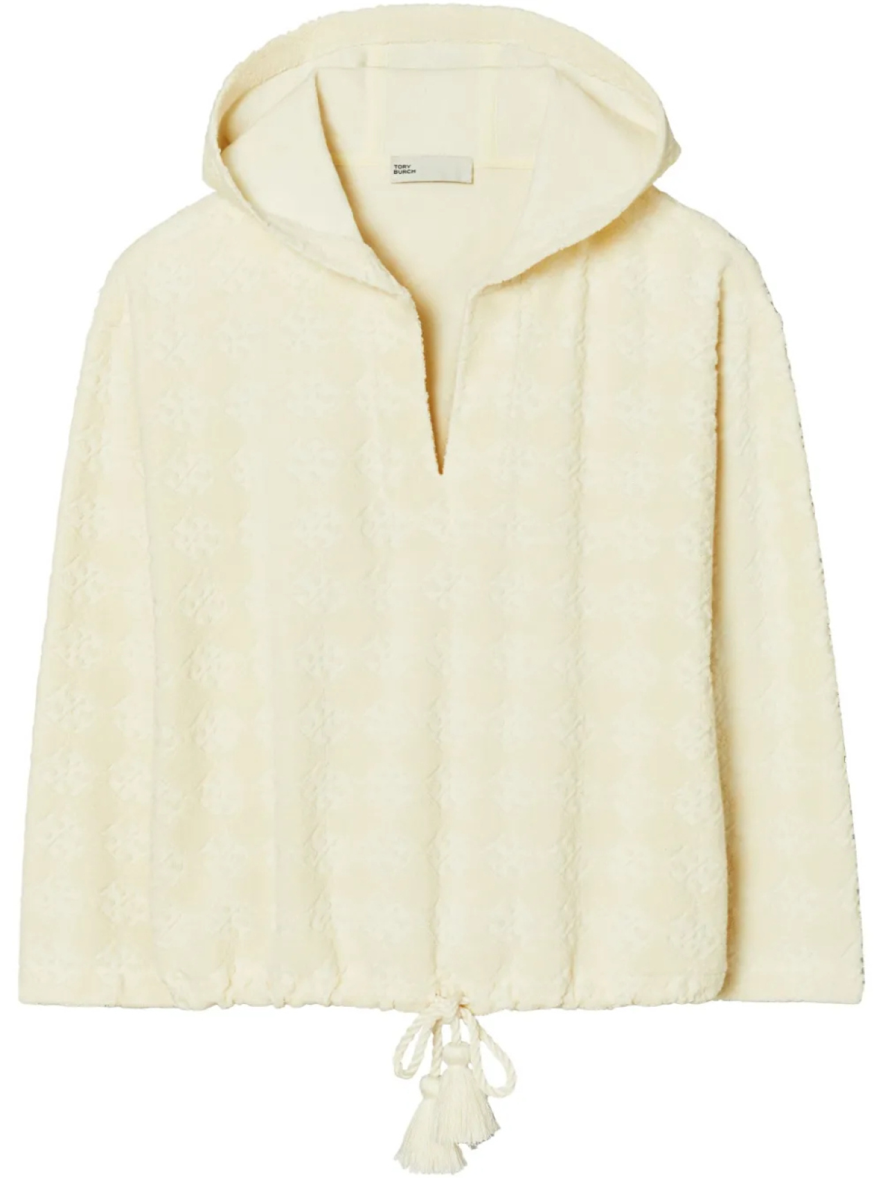

Толстовка с капюшоном из жаккардовой махровой ткани с логотипом Tory Burch, нейтральный