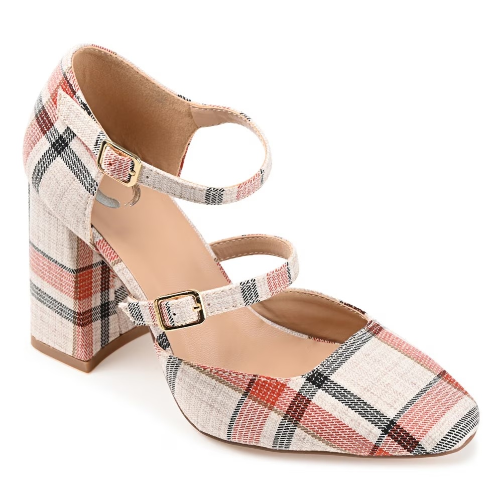 Туфли на ремешке Isadorah Mary Jane от Journee, tan/plaid synthetic