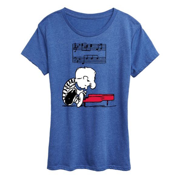 

Женская футболка с принтом Шрёдера за пианино из Peanuts Licensed Character, синий