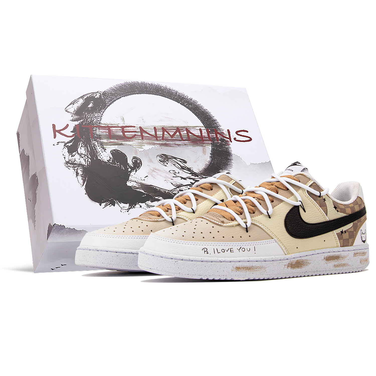 

Кроссовки Nike Court Vision 1 Skateboarding Shoes Men Low-top Brown/White, коричневый