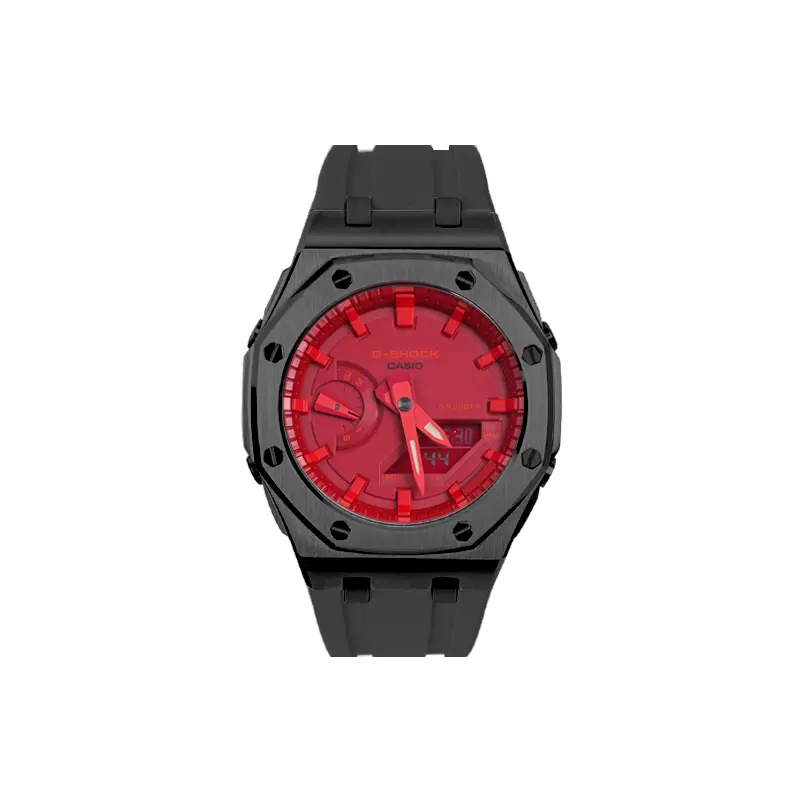 

CASIO Часы Unisex Liquid Crystal/Analog Dual Display Series 44mm Red Watch, Red Dial Black Case Black Strap