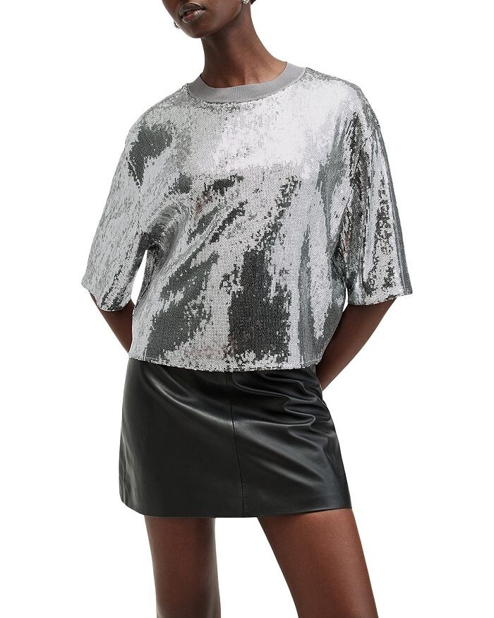 

ALLSAINTS Juela Топ с пайетками, серебряный
