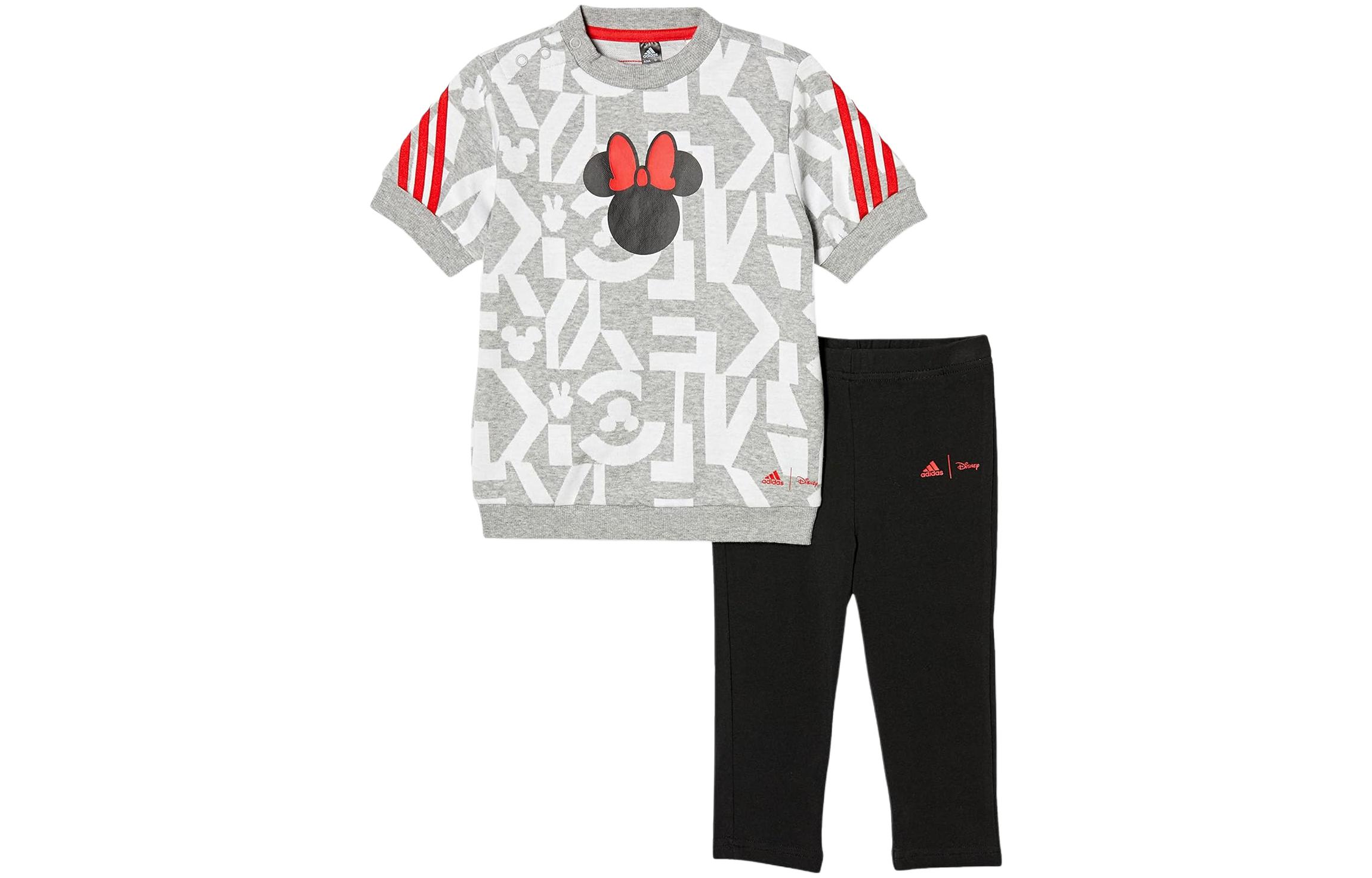 Повседневный спортивный костюм для детей 3-7 лет Adidas, set (серый top+черный bottom) — фото 2