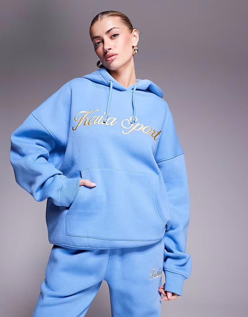 

Спортивная толстовка из хлопковой смеси с вышитым логотипом в синем и желтом цветах Kaiia