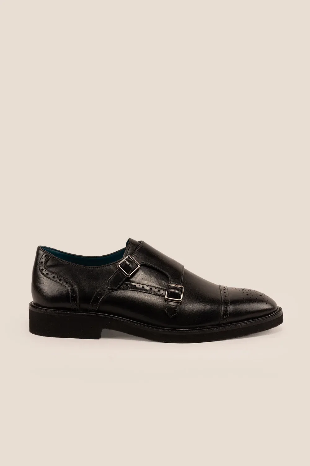 Туфли броги monk strap из кожи Shelby от Oswin Hyde, черный