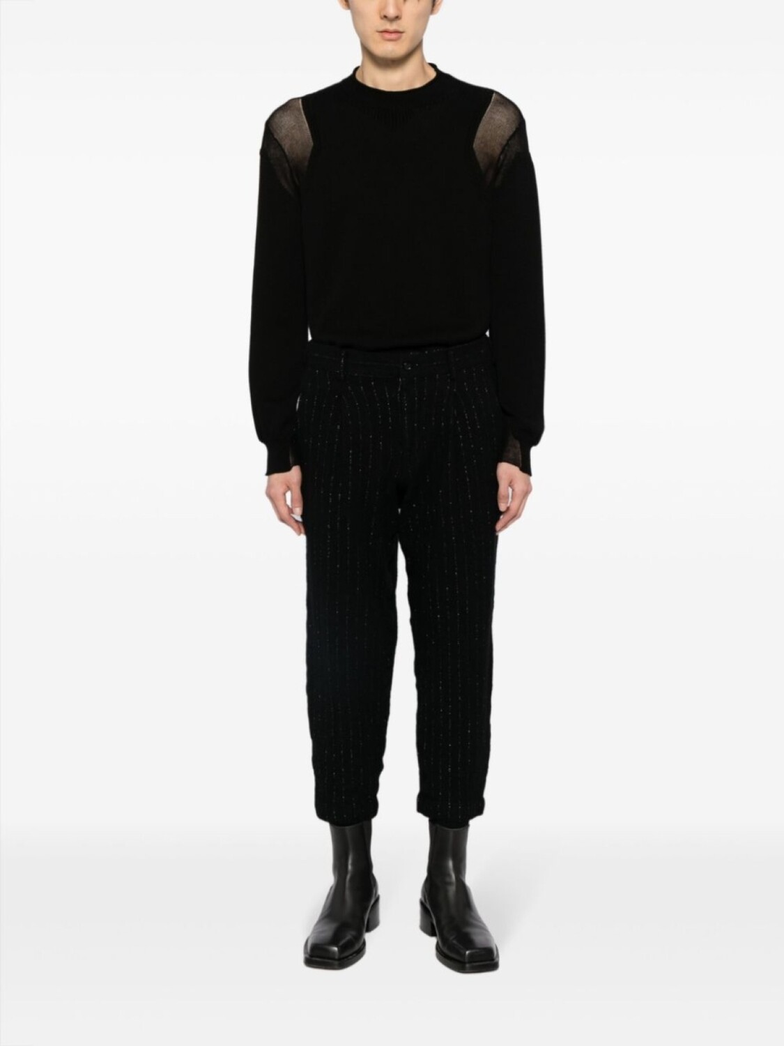 Comme des Garçons Homme Plus укороченные брюки в тонкую полоску, черный — фото 2