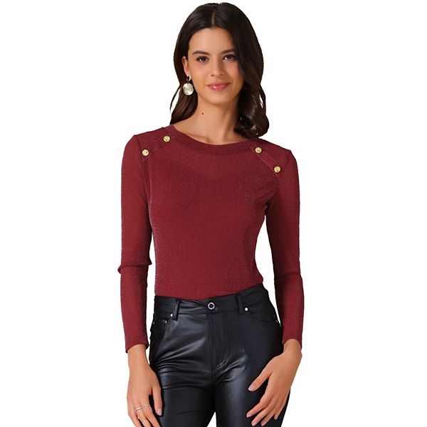 

Женский топ с блестками и прозрачной сеткой для вечеринок Inspire Chic, Burgundy