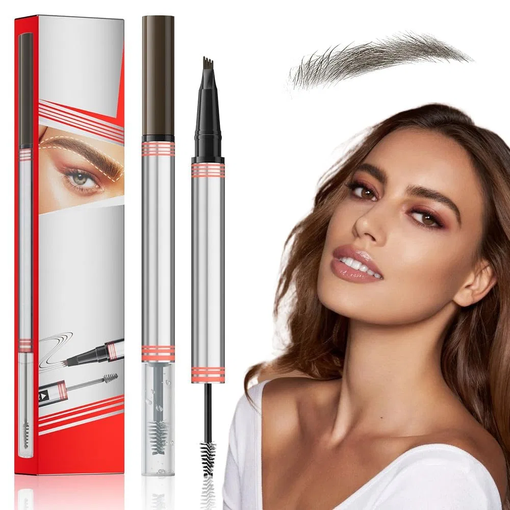 Карандаш для бровей 2-в-1 с гелем «2026 Microblading Eyebrow Pencil», темно-коричневый Generisch, 02#Dark Brown