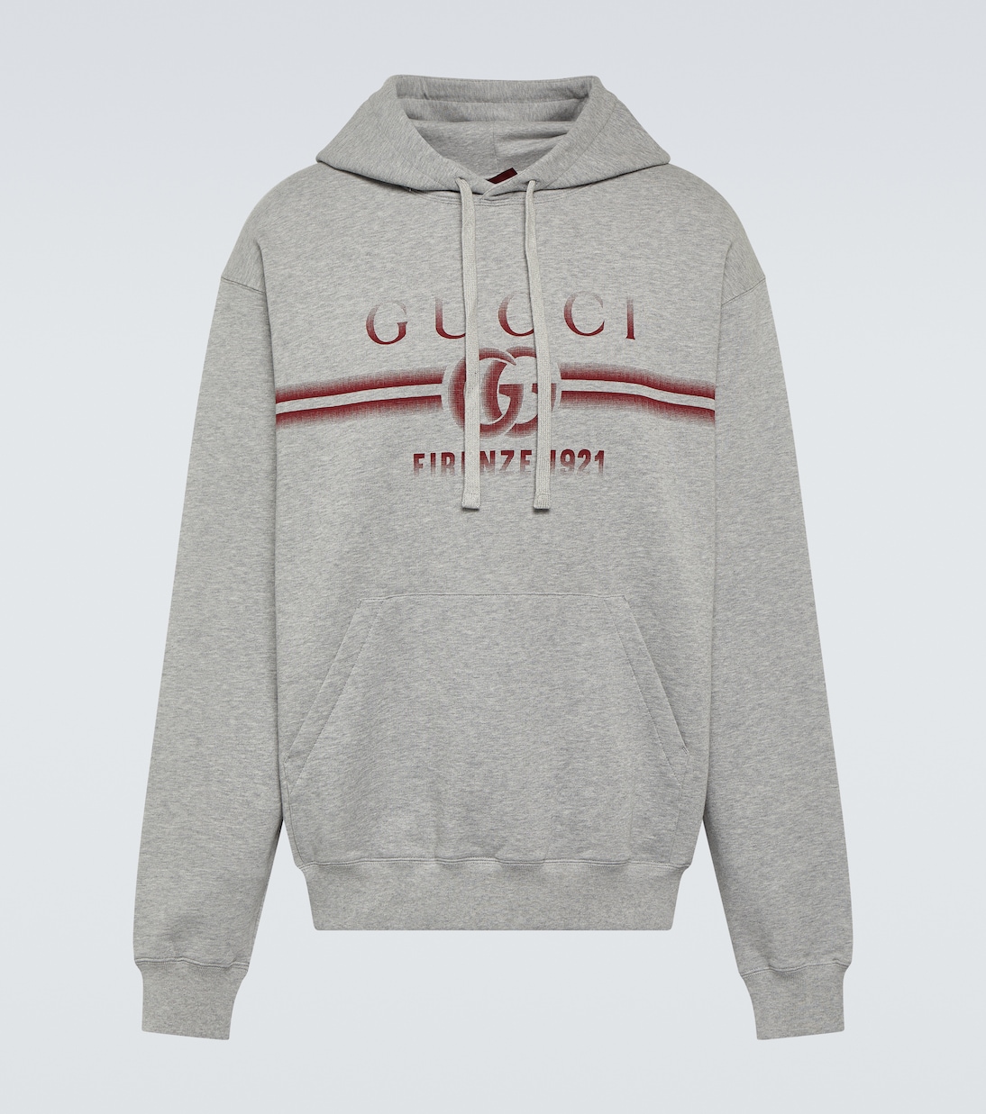 

Хлопковый худи с логотипом Gucci, Grey Melange/Red