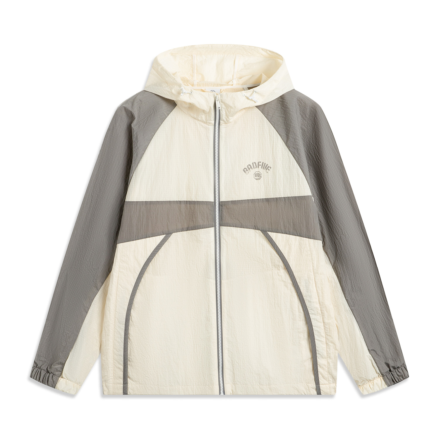 

LINING Куртка баскетбольная коллекционная мужская цвета слоновой кости и железно-асфальтового серого, Ivory/Iron Asphalt Gray