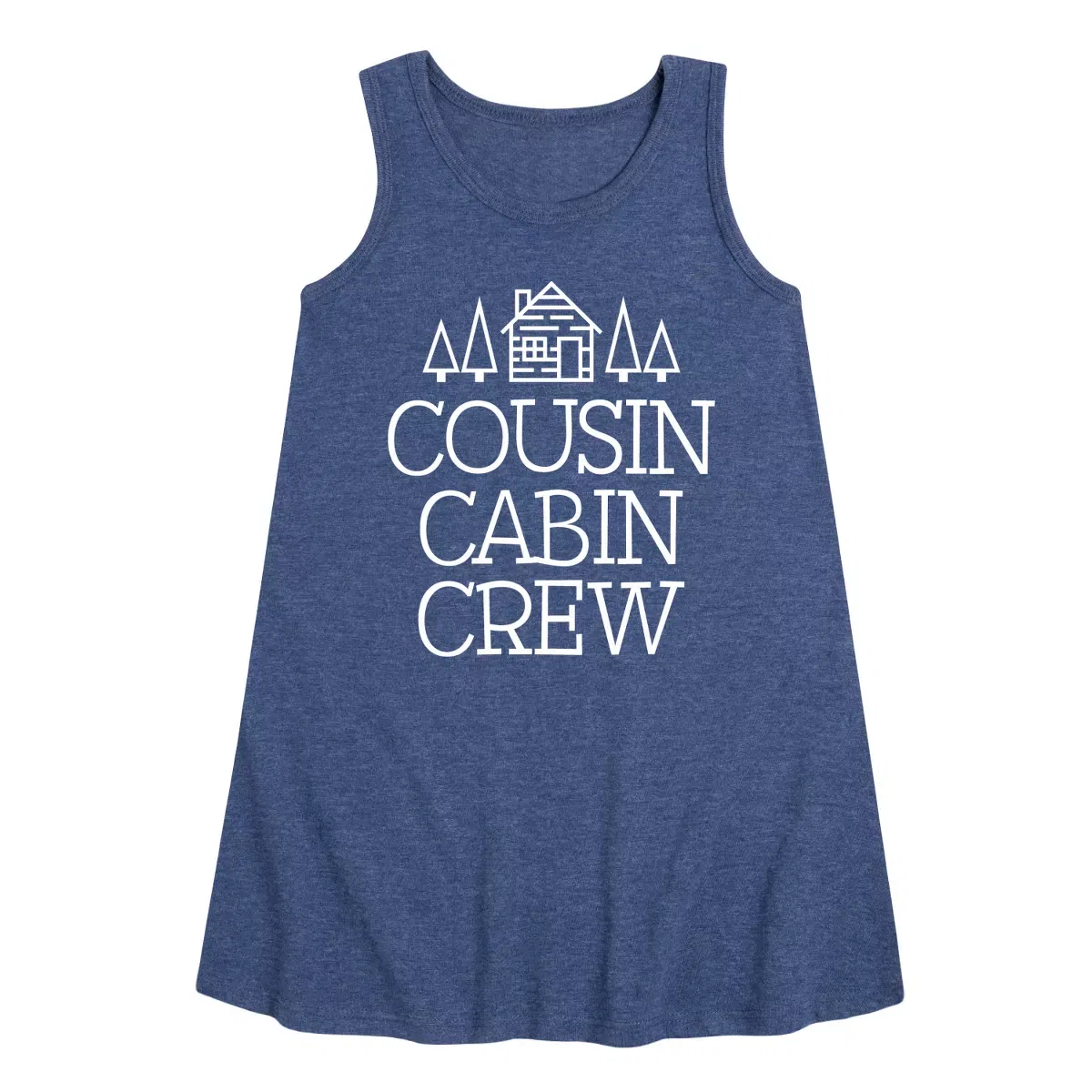 Детское платье-трапеция без рукавов с принтом Cousin Cabin Crew Instant Message, Heather Navy