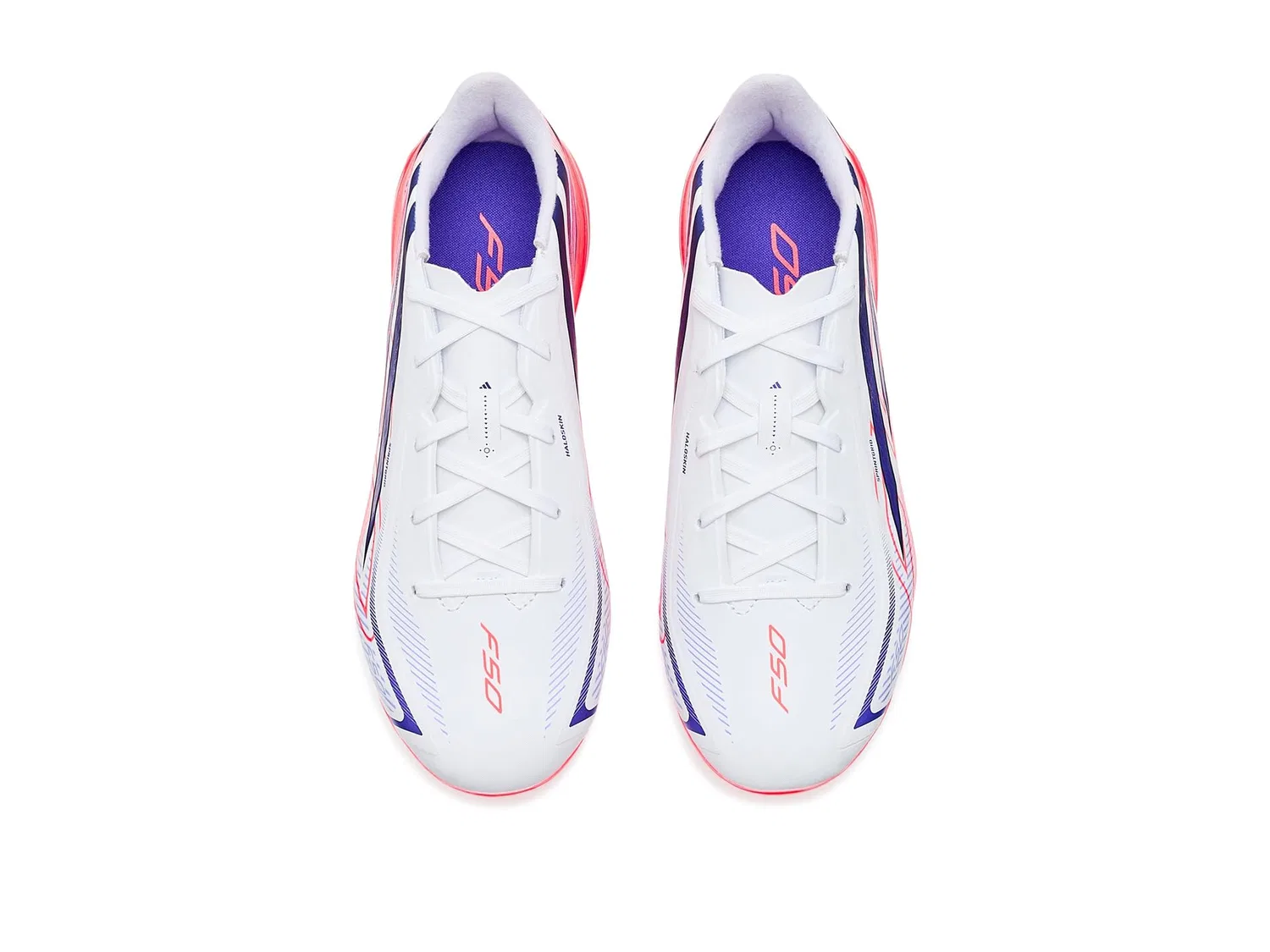 Бутсы F50 Hyperfast League Artificial Ground (для маленьких и больших детей) Adidas Kids, White/Solar Purple/Solar Turbo — фото 3