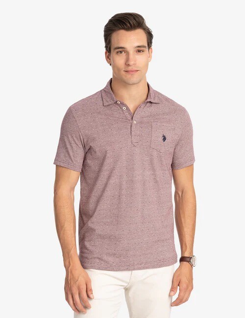 

Футболка поло U.S. Polo Assn. Printed End-on-end Striped, бордовый
