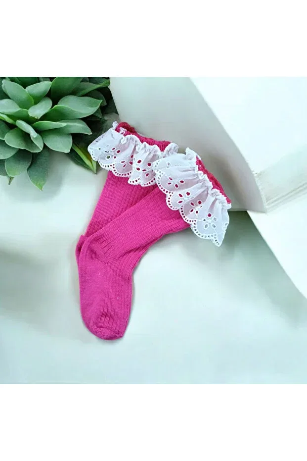 Детские носки с кружевом Özkardeşler Baby, Fuchsia