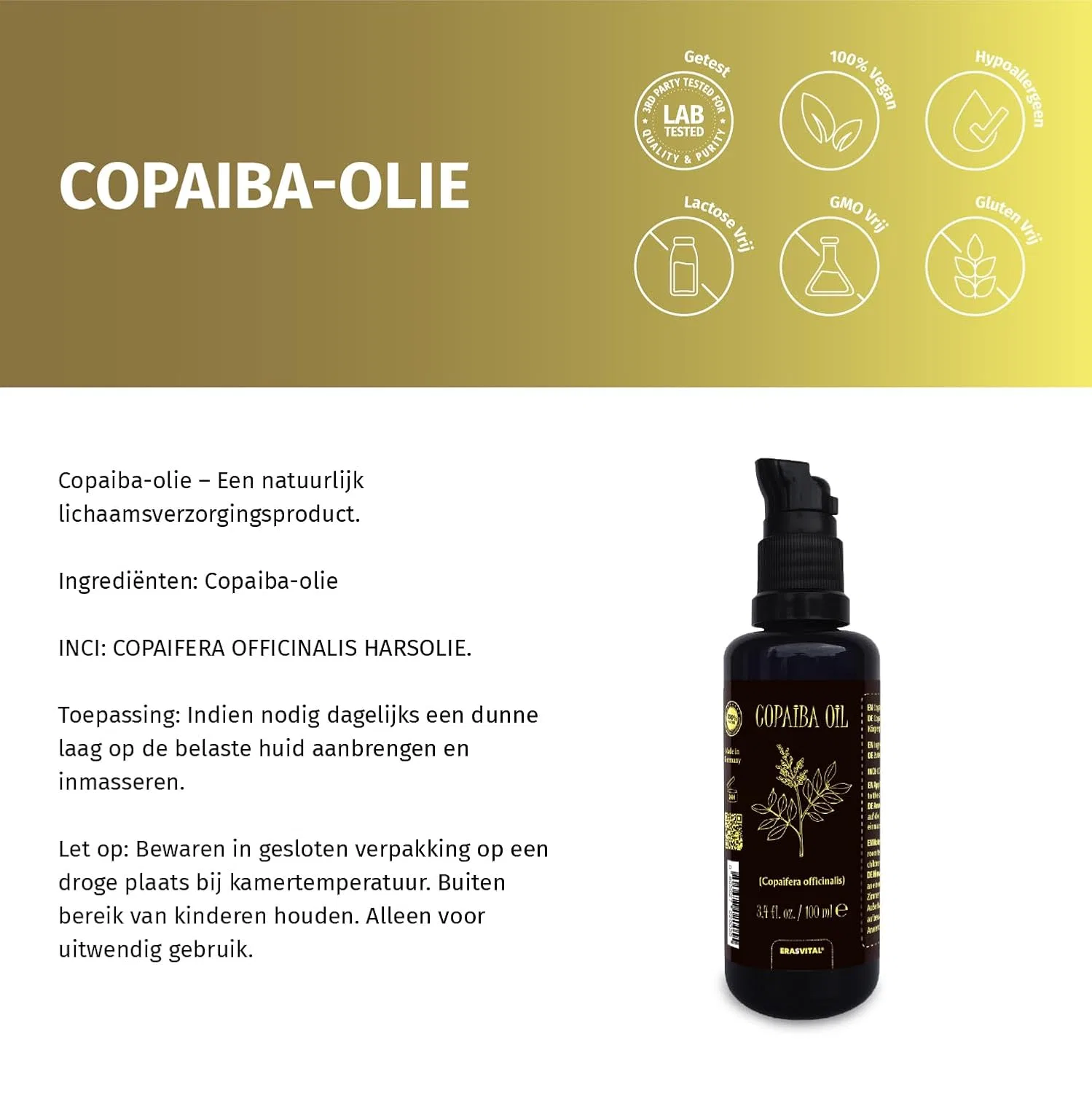 Масло для тела Copaiba Balm Resin, ERASVITAL, 500 мл — фото 2