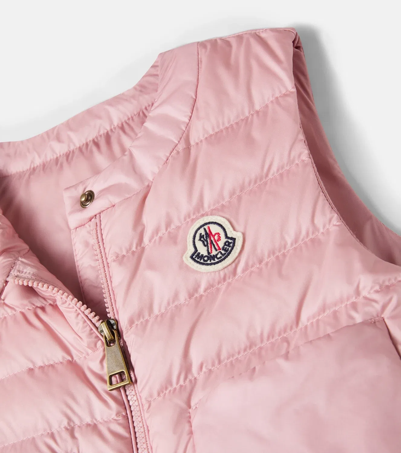 Пуховый жилет с воланами Moncler Enfant, розовый — фото 4