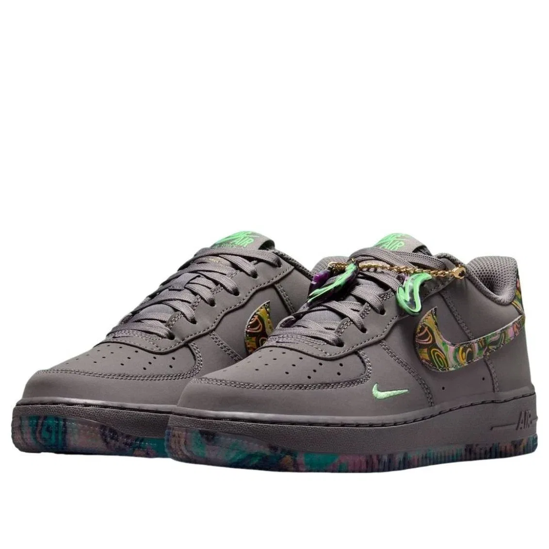 Детские кроссовки Nike Air Force 1 Low Pencil Point Illusion Green, серый — фото 2
