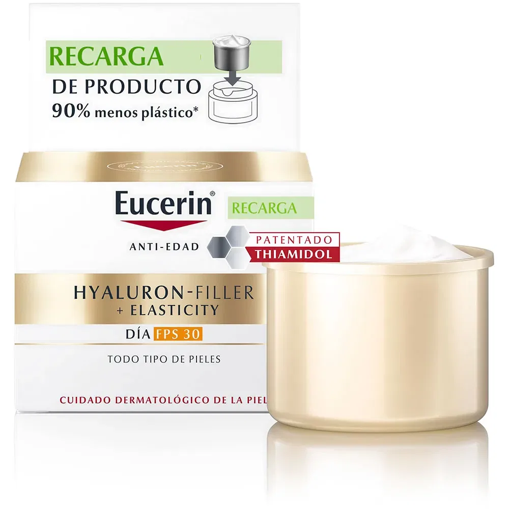 Крем для лица Hyaluron-Filler + Elasticity Day SPF30 Refill 50мл Eucerin, золотой