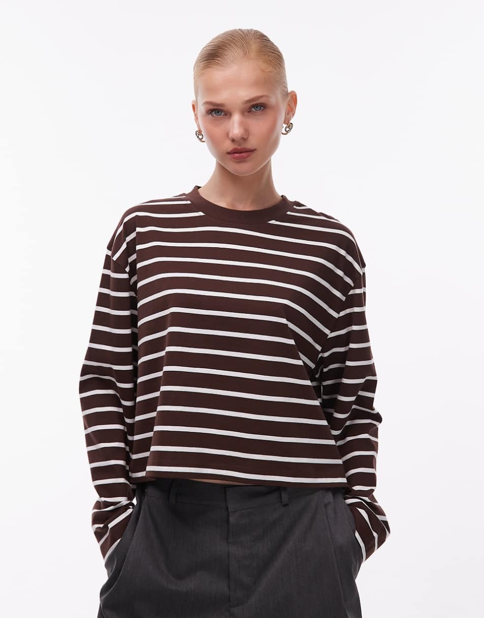 

Лонгслив Asos Design Boxy Crop, шоколадно-кремовый, Коричневый, Лонгслив Asos Design Boxy Crop, шоколадно-кремовый