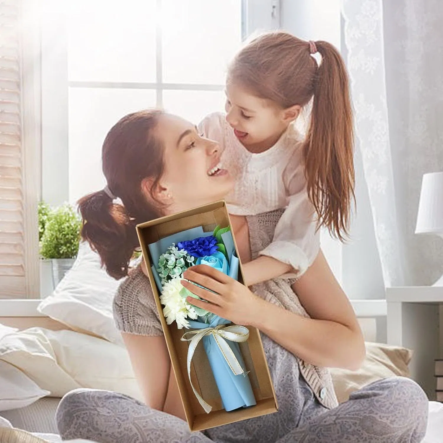Искусственные цветы в коробке, гвоздика, Blue Generic — фото 2