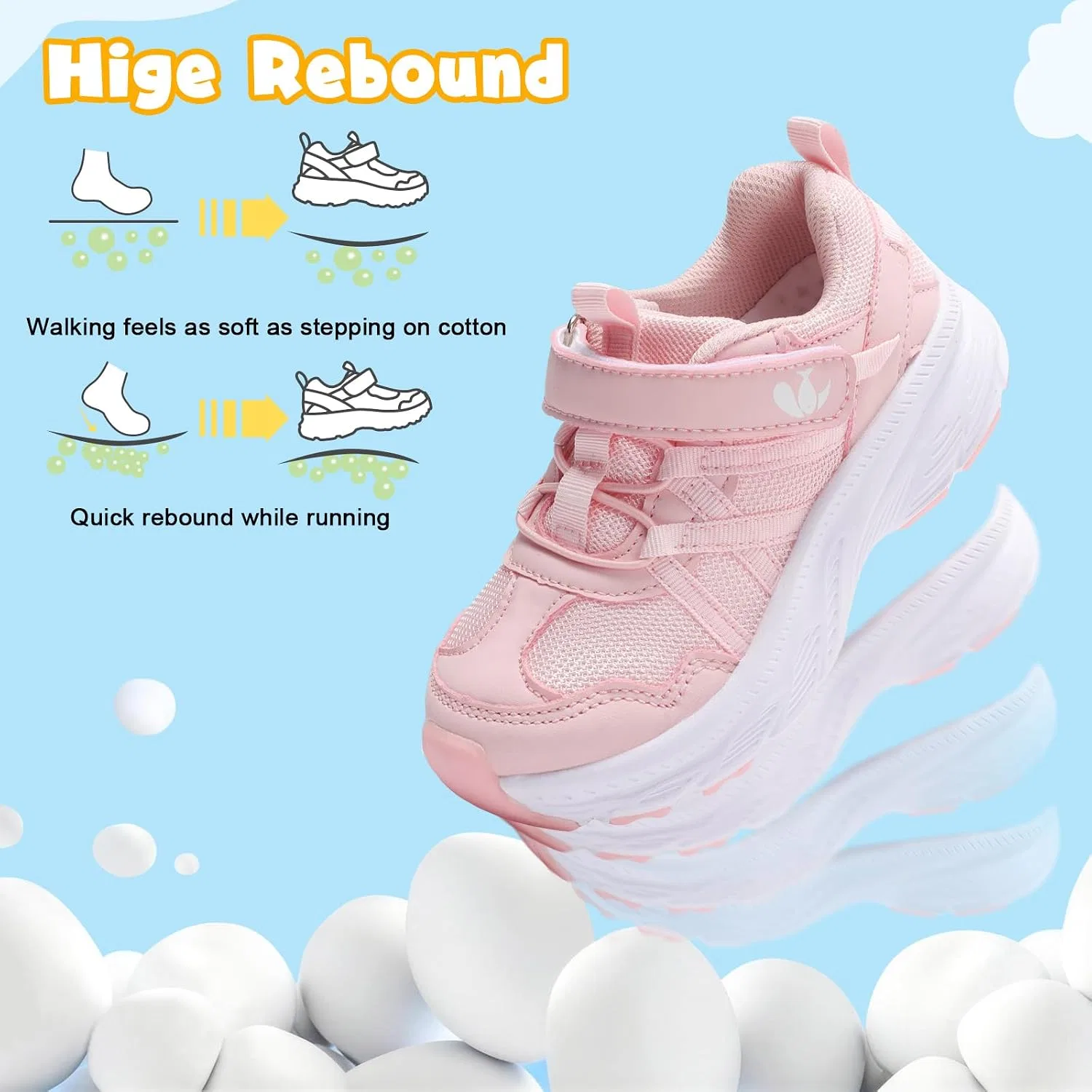Детские кроссовки для девочек с дышащим верхом FEETCITY, All Pink — фото 3