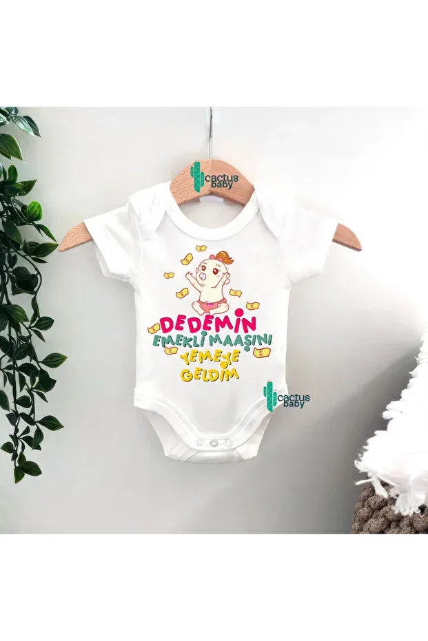 Детское боди для девочек с принтом I came to eat my grandfather's retired pay with the words dedemin Cactus Collection, For Girl Baby