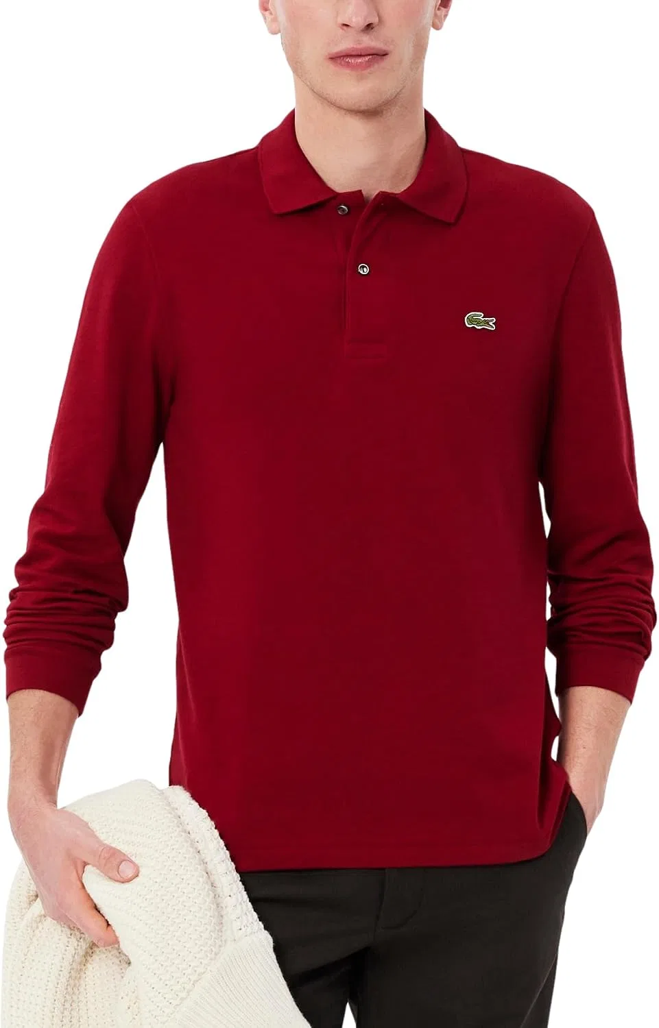 Мужское поло с длинным рукавом Classic Fit Lacoste, бордовый