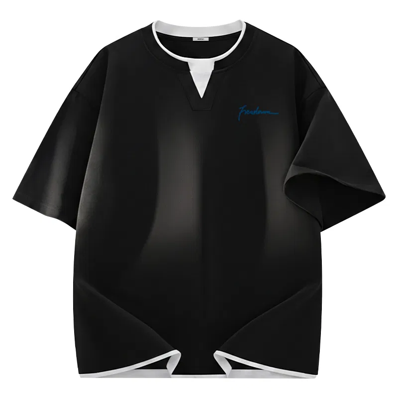 Детская футболка с принтом Good Luck Comes to Chest Logo MINISO, Black