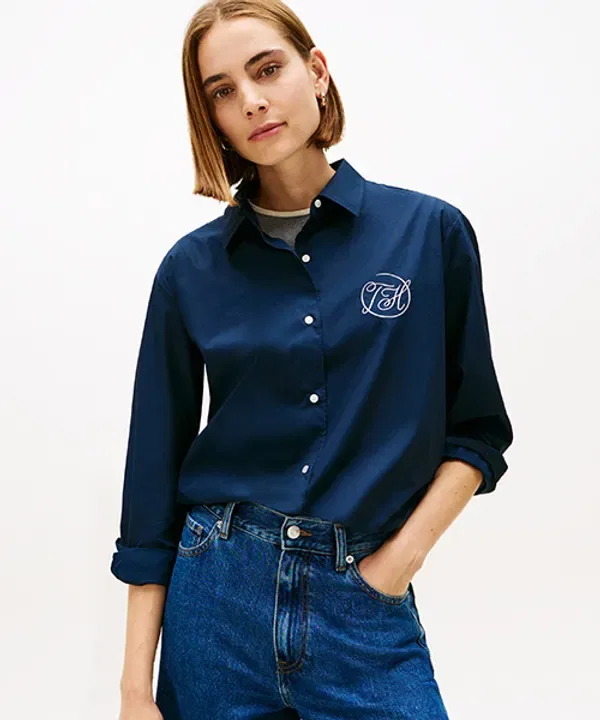 Рубашка из поплина с логотипом, Tommy Hilfiger